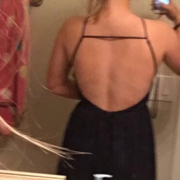 Navy Open Back Prom Dress - Picture 5 of 5